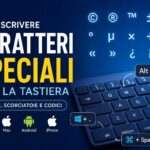 Tastiera con simboli e caratteri speciali come copyright, marchio registrato, più o meno ed euro.